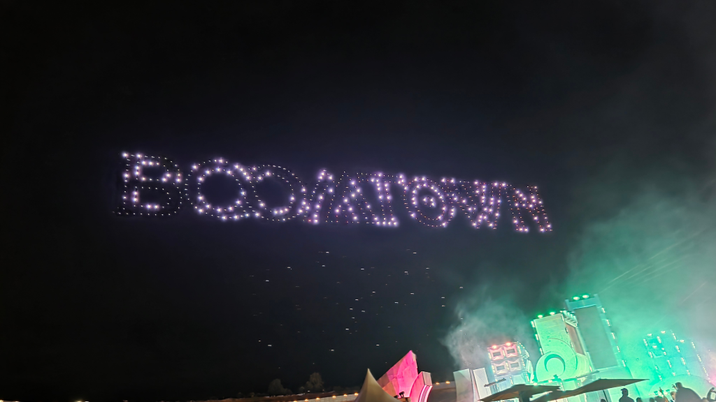 Boomtown closing ceremony - drone show at Hydro XL in Downtown at Boomtown Festival 2026